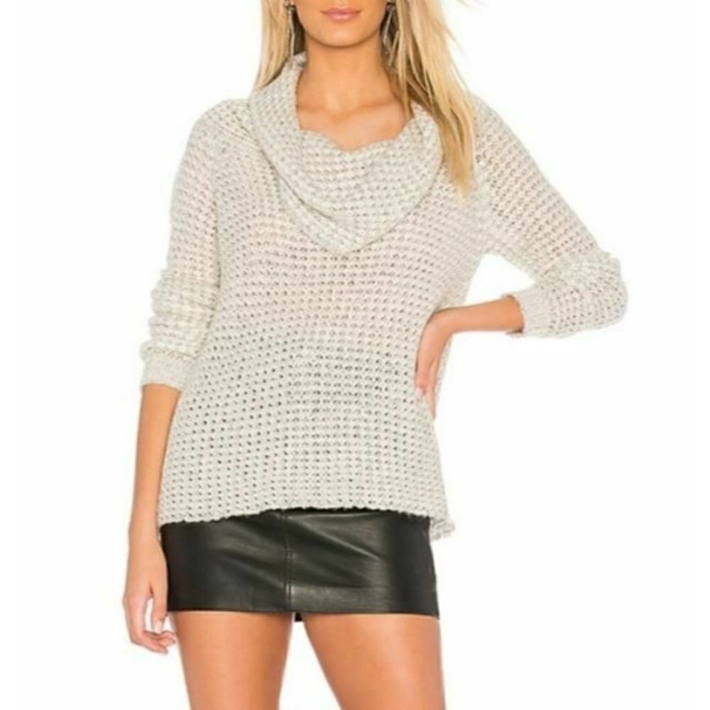 BB Dakota Womens Be There in Ten Sweater Knit Cowl Neck Heather Gray Small